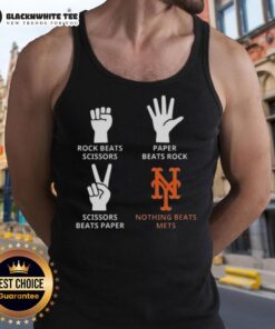 Stylish New York Mets tank top featuring a fun 'Rock, Paper, Scissors' graphic design for fans and casual wear.