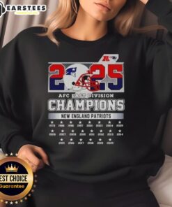 Nice New York Patriots football helmet sweatshirt for AFC East Division Champions 2025, showcasing team pride and style.