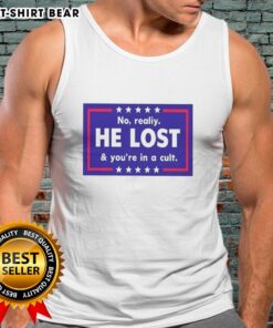 Nice No Reality He Lost And You're In A Cult Tank Top featuring a bold graphic design for cult-themed apparel.