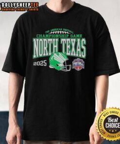 Nice North Texas Mean Green 2025 AAC Football Championship Bound T-Shirt showcasing team pride and vibrant colors.