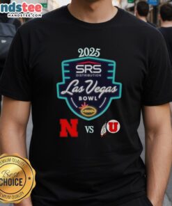 2025 Las Vegas Bowl T-shirt featuring Nebraska Cornhuskers vs Utah Utes at Allegiant Stadium, perfect for fans.