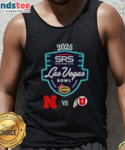 2025 Las Vegas Bowl tank top featuring Nebraska Cornhuskers vs Utah Utes design at Allegiant Stadium.