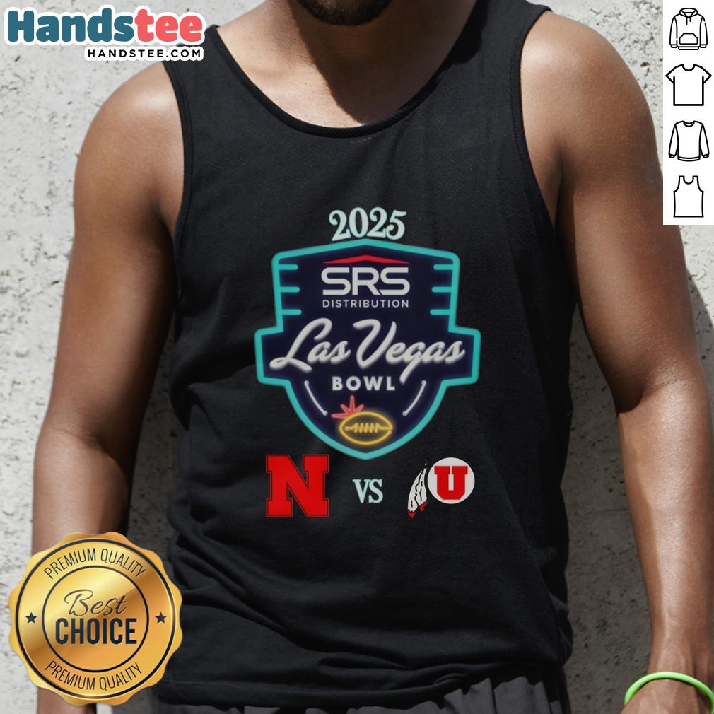 nice-official-nebraska-cornhuskers-vs-utah-utes-2025-las-vegas-bowl-at-allegiant-stadium-tank-top 2025 Las Vegas Bowl tank top featuring Nebraska Cornhuskers vs Utah Utes design at Allegiant Stadium.