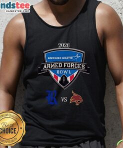 Nice official Rice Owls vs Texas State Bobcats 2026 Armed Forces Bowl matchup tank top showcasing team logos and colors.