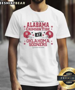2025 CFP First Round Matchup T-Shirt featuring Oklahoma Sooners & Alabama Crimson Tide logo, perfect for college football fans.