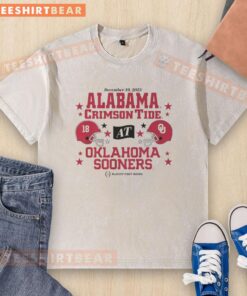 Nice Oklahoma Sooners Alabama Crimson Tide 2025 CFP First Round Matchup washed t-shirt featuring team logos and colors.