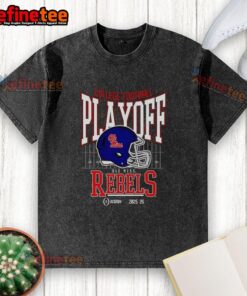 Nice Ole Miss Rebels 2025-2026 College Football Playoff Bound Helmet Washed T-Shirt showcasing team spirit and style.