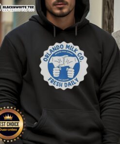 Nice Orlando Milk Co Fresh Daily Imported From Germany 100% Organic Logo Hoodie showcasing eco-friendly style and comfort.