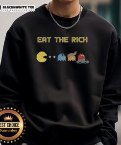 Nice Pacman Eat the Rich sweatshirt featuring a playful graphic design, perfect for casual wear and social commentary.