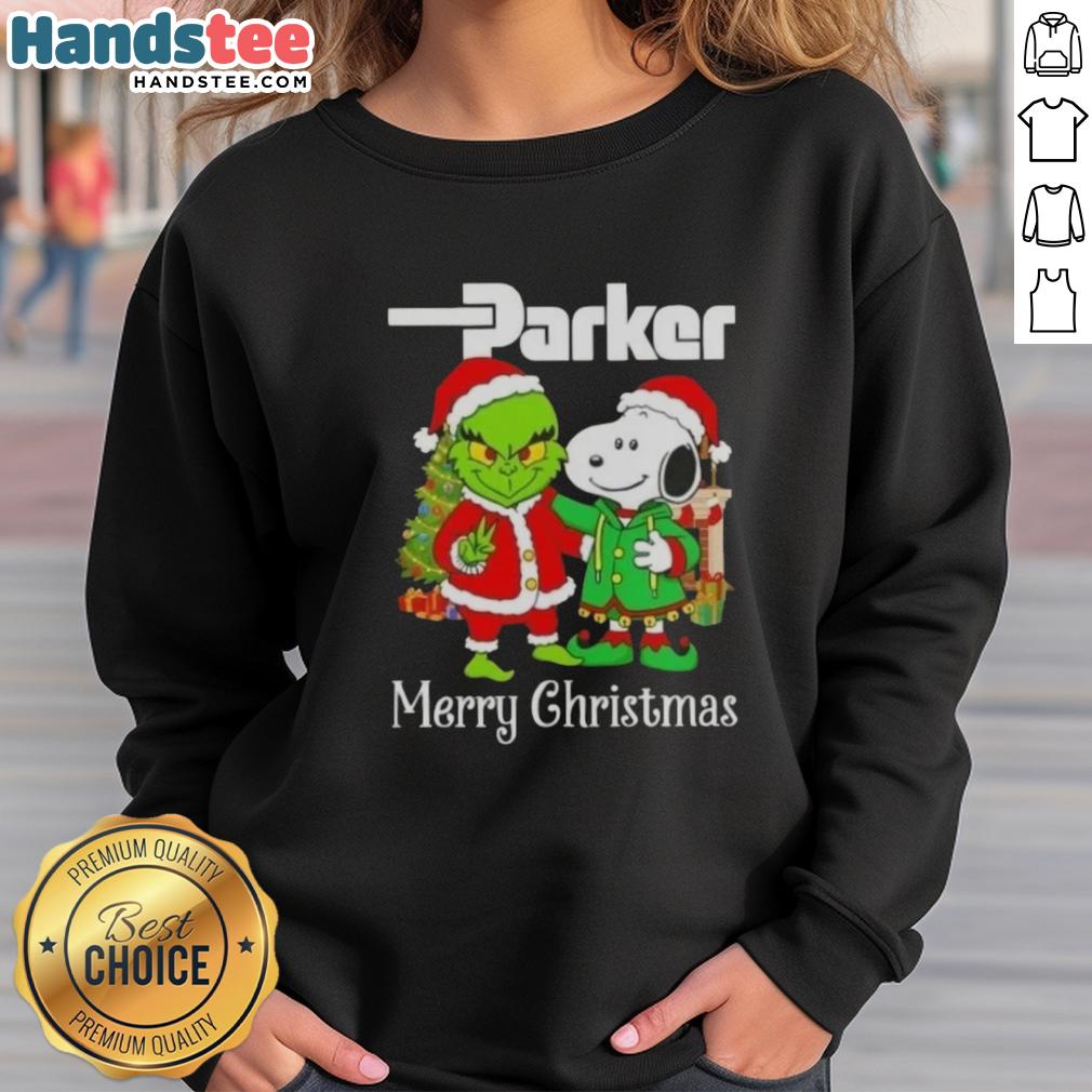 nice-parker-hannifin-x-grinch-and-snoopy-merry-christmas-sweatshirt Alt Text: Festive 'Nice Parker Hannifin X Grinch and Snoopy Merry Christmas Sweatshirt' featuring colorful holiday graphics.