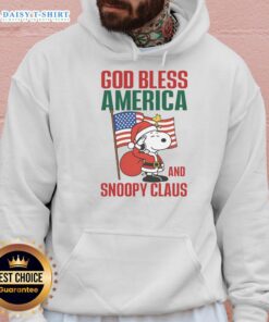 Nice Peanuts God Bless America and Snoopy Claus hoodie featuring festive designs, perfect for holiday celebrations.