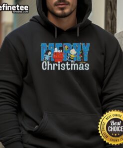 Nice Peanuts Snoopy and Friends Merry Christmas lights graphic hoodie, perfect for festive holiday celebrations.