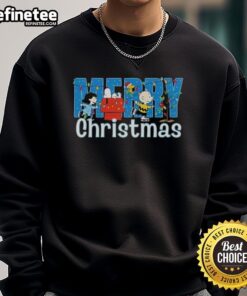 Alt Text: Nice Peanuts Snoopy and Friends Merry Christmas Lights Graphic Sweatshirt featuring festive holiday designs.