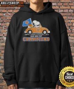 Alt Text: Snoopy driving a car in a Nice Peanuts hoodie celebrating the 2025 NBA Cup Champions New York Knicks.