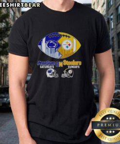 Nice Penn State Nittany Lions and Pittsburgh Steelers football T-shirt, perfect for game day on Saturdays and Sundays.