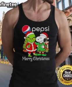 Nice Pepsi x Grinch and Snoopy Merry Christmas tank top featuring festive designs perfect for holiday celebrations.
