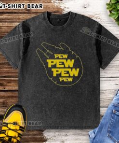 Nice Pew Pew Starship Washed T-Shirt featuring a vibrant space graphic, perfect for sci-fi fans and casual wear.