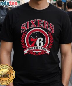 Nice Philadelphia 76ers NBA crest t-shirt featuring the team's logo and vibrant colors, perfect for fans.