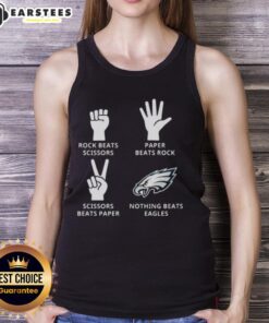 Philadelphia Eagles tank top featuring 'Nothing Beats Rock, Scissors, Paper Beats Rock, Scissors Beats Paper' design.