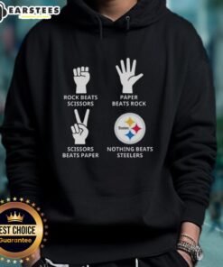 Stylish hoodie featuring 'Nothing Beats Rock, Beats Scissors, Paper Beats Rock, Scissors Beats Paper' - Pittsburgh Steelers design.