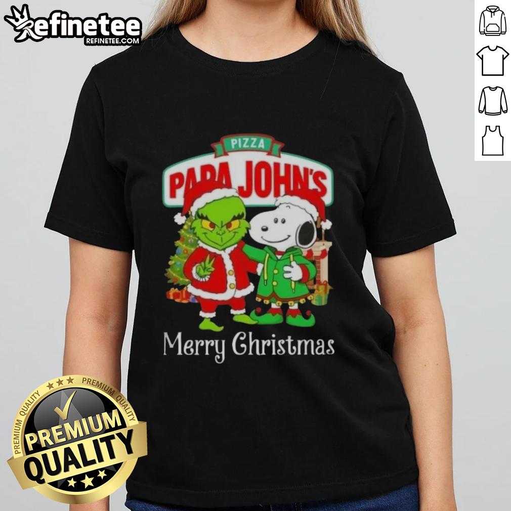 nice-pizza-papa-johns-x-grinch-and-snoopy-merry-christmas-ladies-tee Festive Merry Christmas ladies tee featuring Papa John's pizza, The Grinch, and Snoopy designs for holiday cheer.