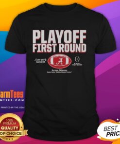 Alabama Crimson Tide 2025 CFP Winner T-Shirt for playoff first round, featuring vibrant team colors and logo.