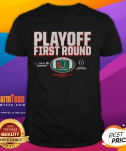 Miami Hurricanes 2025 CFP Winner T-Shirt featuring bold playoff graphics for fans celebrating their team's success.