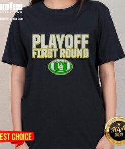 Oregon Ducks 2025 CFP Winner ladies tee, showcasing team pride and playoff spirit in vibrant colors.