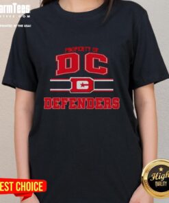 Alt Text: Stylish DC Defenders UFL logo ladies tee showcasing team spirit and comfort for fans of women's sports apparel.