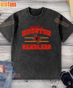 Houston Gamblers UFL logo washed t-shirt showcasing a vintage design for fans of the United Football League.