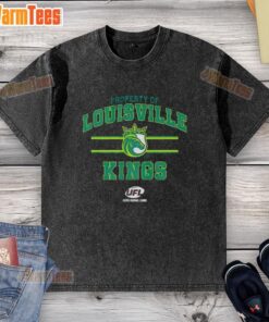 Alt Text: Louisville Kings UFL logo washed t-shirt showcasing vibrant design and comfortable fit for fans.