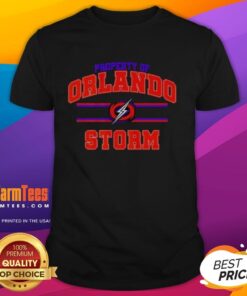 Orlando Storm UFL logo t-shirt design showcasing vibrant colors and team branding for fans of the Orlando Storm.