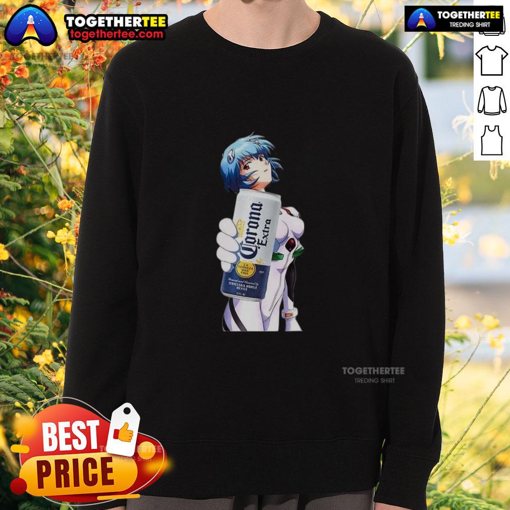 Nice Rei Ayanami X Corona Neon Genesis Evangelion Anime Sweatshirt Stylish Rei Ayanami X Corona sweatshirt from Neon Genesis Evangelion, perfect for anime fans and casual wear.