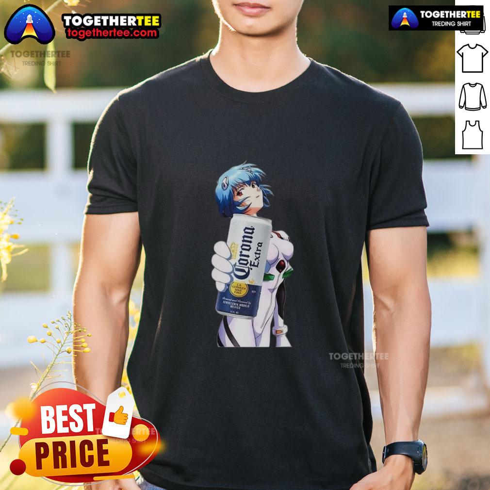 Nice Rei Ayanami X Corona Neon Genesis Evangelion Anime T Shirt Rei Ayanami X Corona Neon Genesis Evangelion anime T-shirt featuring vibrant design and iconic character illustration.