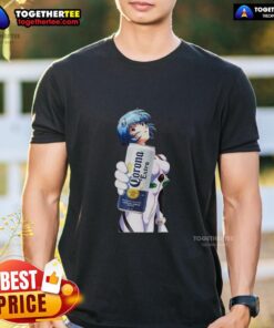 Rei Ayanami X Corona Neon Genesis Evangelion anime T-shirt featuring vibrant design and iconic character illustration.