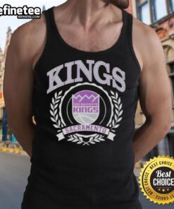 Stylish Sacramento Kings NBA crest tank top featuring team colors and logo, perfect for basketball fans.
