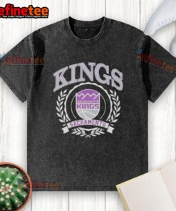 Alt Text: Sacramento Kings National Basketball Association crest on a washed t-shirt, perfect for fans and casual wear.