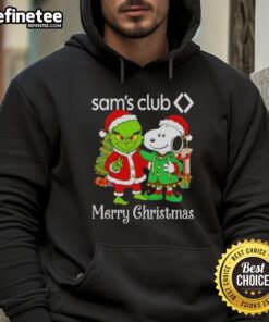 Nice Sams Club X Grinch and Snoopy Merry Christmas Hoodie featuring festive designs for holiday cheer.