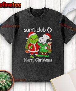 Nice Sams Club X Grinch and Snoopy Merry Christmas washed t-shirt featuring festive designs for holiday cheer.