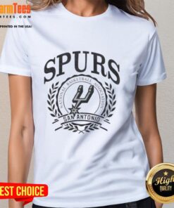 San Antonio Spurs ladies tee featuring the NBA crest, perfect for female fans of the National Basketball Association.