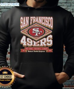 Nice San Francisco 49ers Heater Hoodie displayed on a hanger, showcasing vibrant team colors and stylish design.