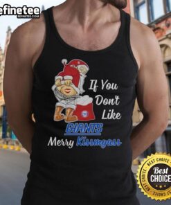 Funny Santa Claus graphic on a 'Kiss My Ass' tank top for New York Giants fans, perfect for holiday cheer.