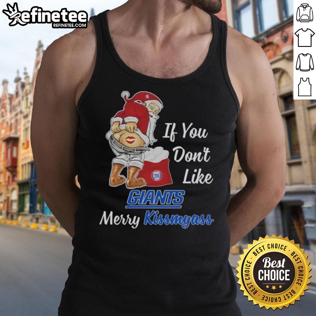 nice-santa-claus-if-you-dont-like-new-york-giant-merry-kissmyass-tank-top Funny Santa Claus graphic on a 'Kiss My Ass' tank top for New York Giants fans, perfect for holiday cheer.