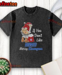 Funny Santa Claus graphic on a washed t-shirt, perfect for New York Giants fans who love humor and holiday spirit.