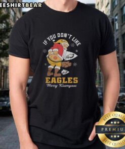 Funny Christmas T-shirt featuring Santa and a playful message for Philadelphia Eagles fans: 'Nice Santa, Kiss My Ass.'