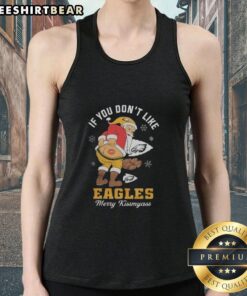 Santa shirt with 'If You Dont Like Philadelphia Eagles, Merry Kiss My Ass' design perfect Christmas tank top for Eagles fans.