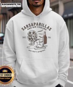 Retro hoodie featuring 'Nice Sarsaparillas and Air Cooling Since 1964' design, celebrating carbonated drinks nostalgia.