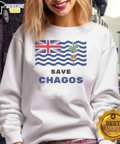 Nice Save Chagos Campaign sweatshirt featuring a vibrant design supporting environmental conservation efforts.