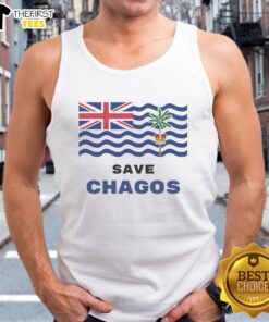 Chagos Campaign tank top featuring a vibrant design, promoting the Nice Save Chagos initiative for environmental awareness.
