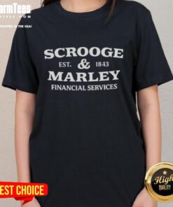 Nice Scrooge and Marley Christmas Est 1843 ladies tee featuring festive design for holiday celebrations.